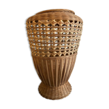 Vase, cache-pot vintage en rotin