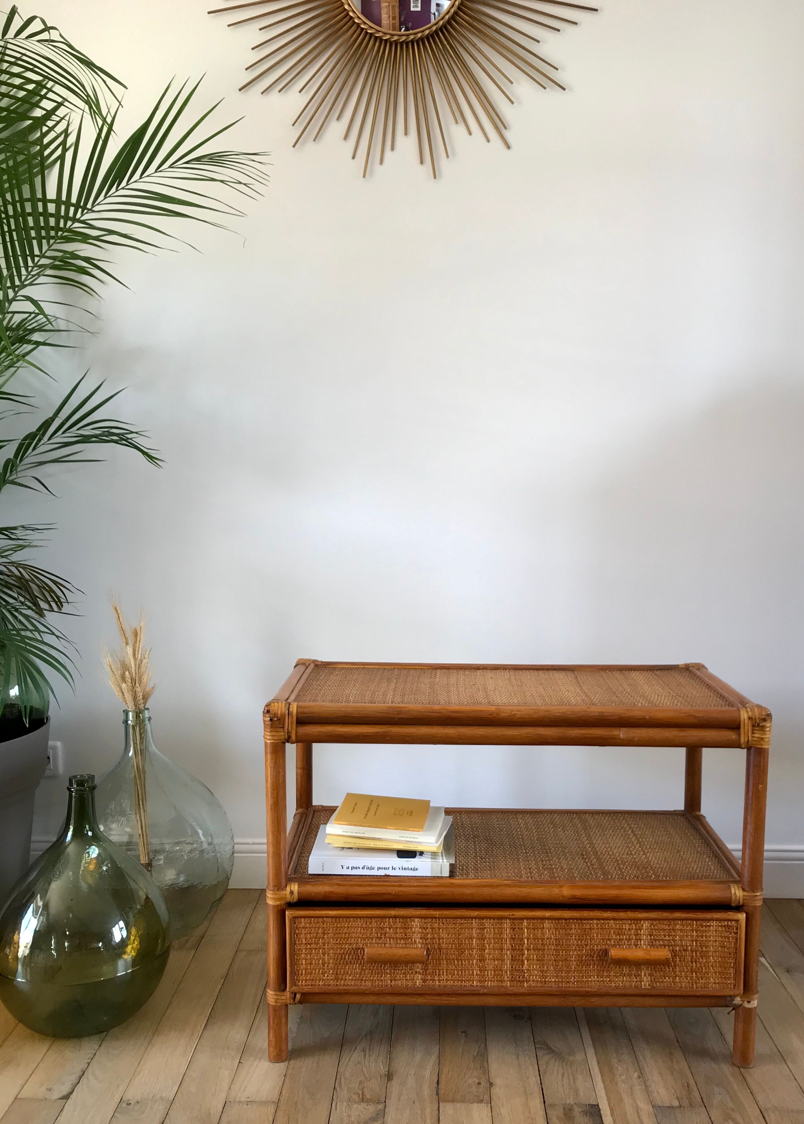 Rattan coffee table and cannage 60s