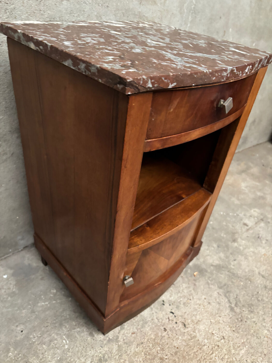 Art Deco bedside table in wood and marble
