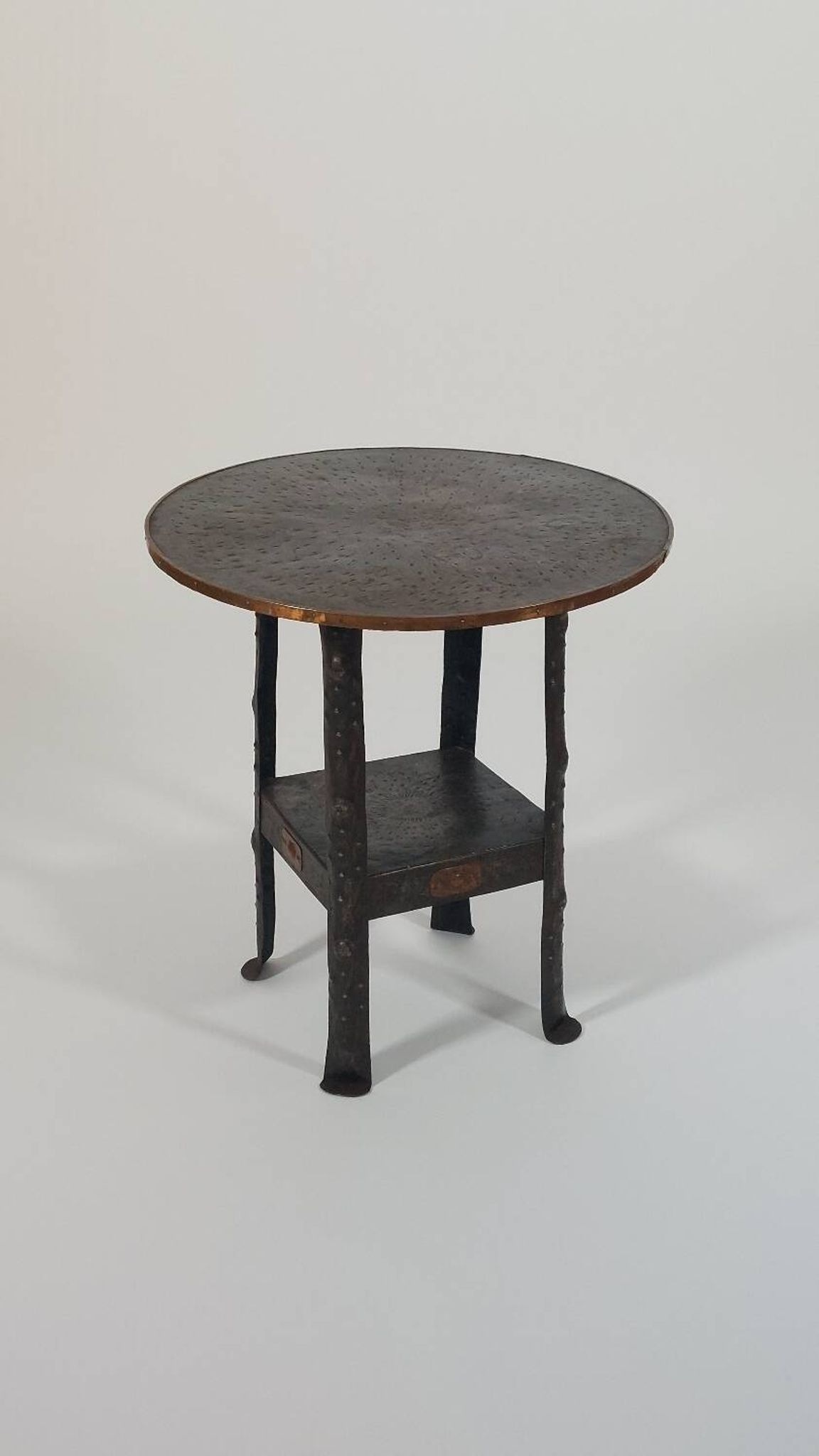 Antique Viennese side table handcrafted in wrought iron.