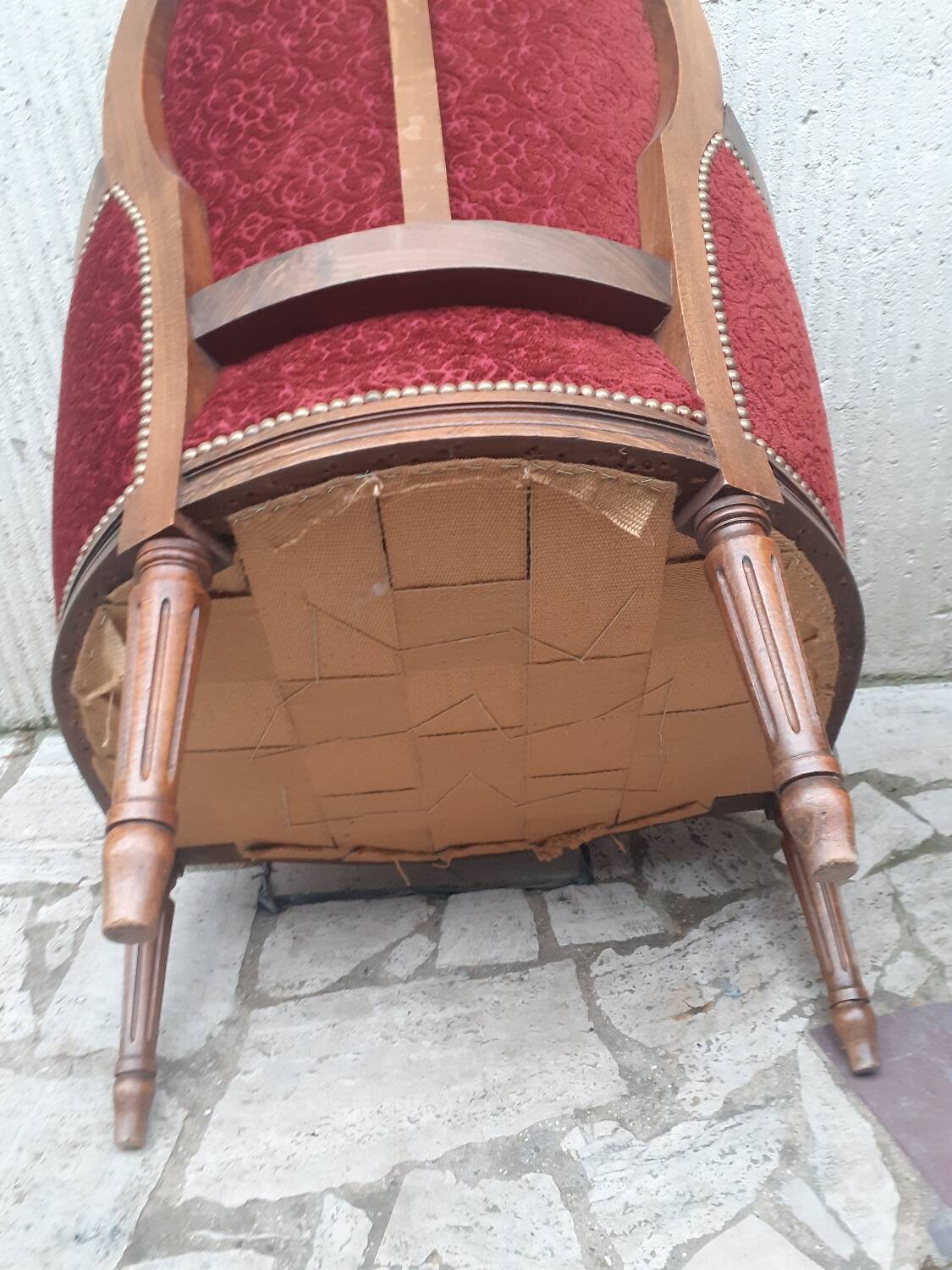 Lot 2 fauteuil voltaire médaillon bergère rouge bois sculpture