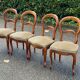 4 chaises louis Philippe bois massif et daim beige