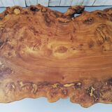 Coffee table brutaliste magnifier elm and hammered iron