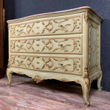 Louis XV curved façade dresser in lacquered and gilded wood.