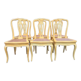 6 yellow canned chairs