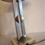 Modernist lamp. Brushed steel and brass.