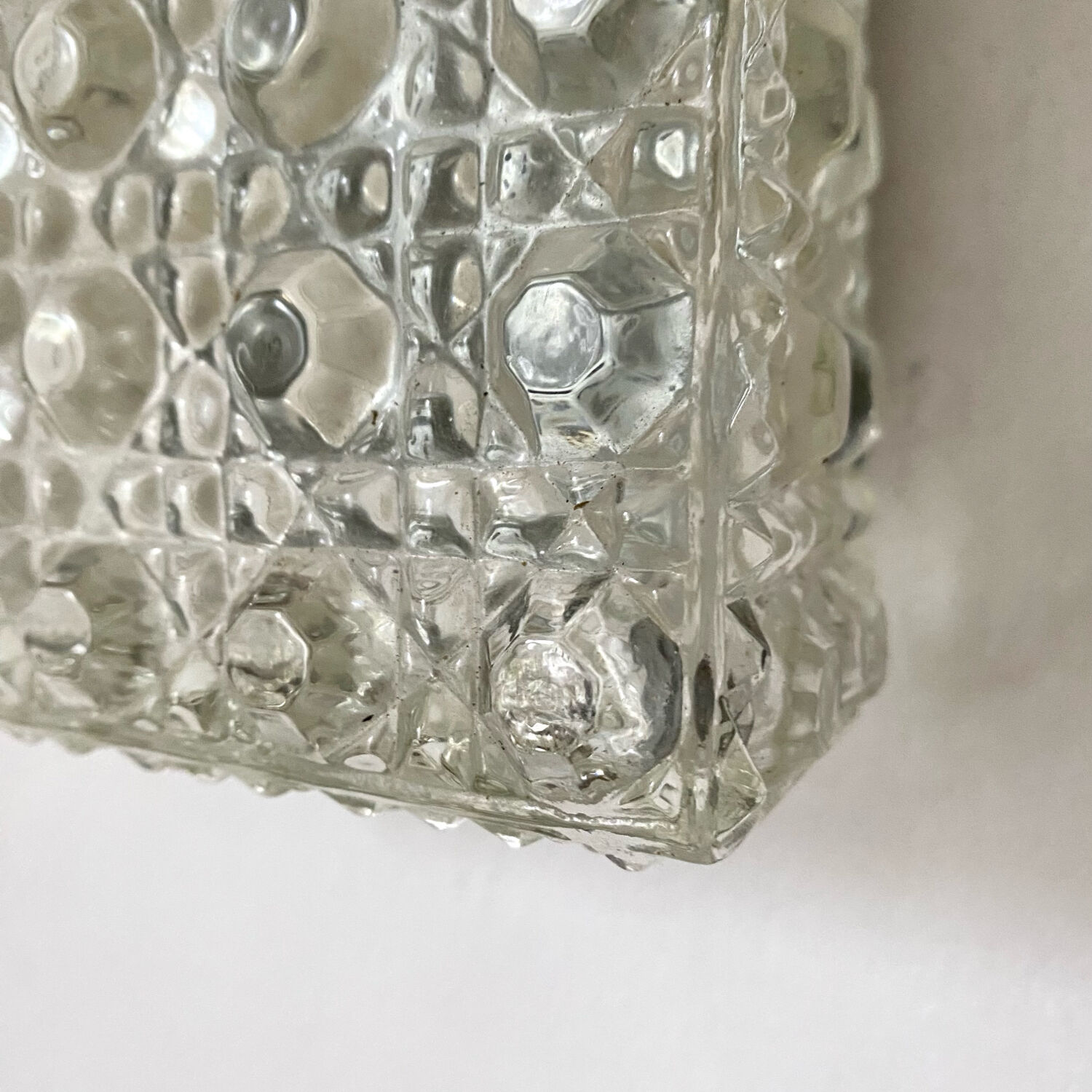 Rectangular moulded glass ceiling light