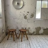 Pine stools with curved seat from the 50s