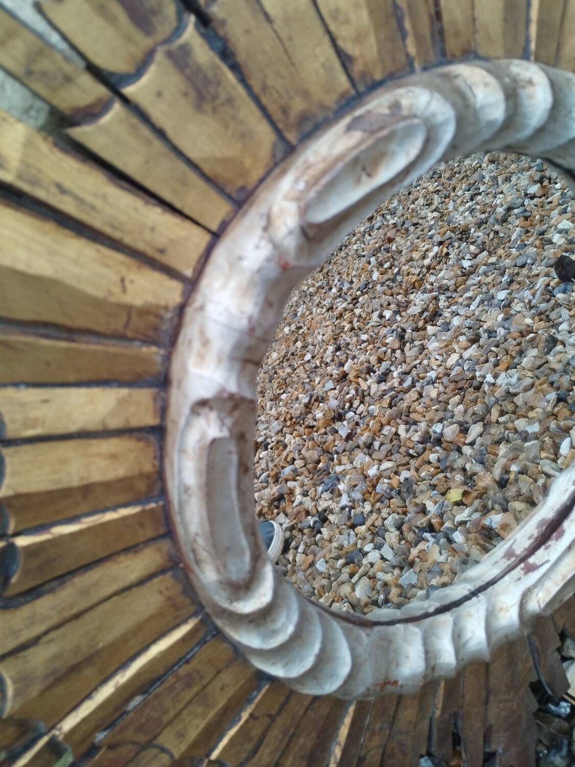 Vintage antique golden wooden sun mirror