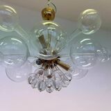 Lustre en verre d'art et laiton, conçu par René Roubicek, Tchécoslovaquie, années 1960