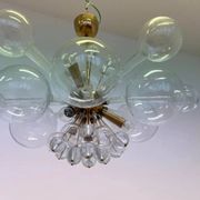 Design art glass and brass chandelier by Rene Roubicek, Czechoslovakia, 1960s