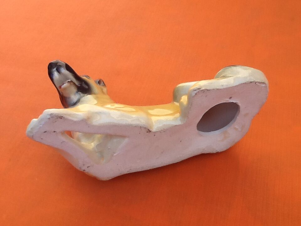 1970s zoomorphic sculpture glazed ceramics german shepherd dog