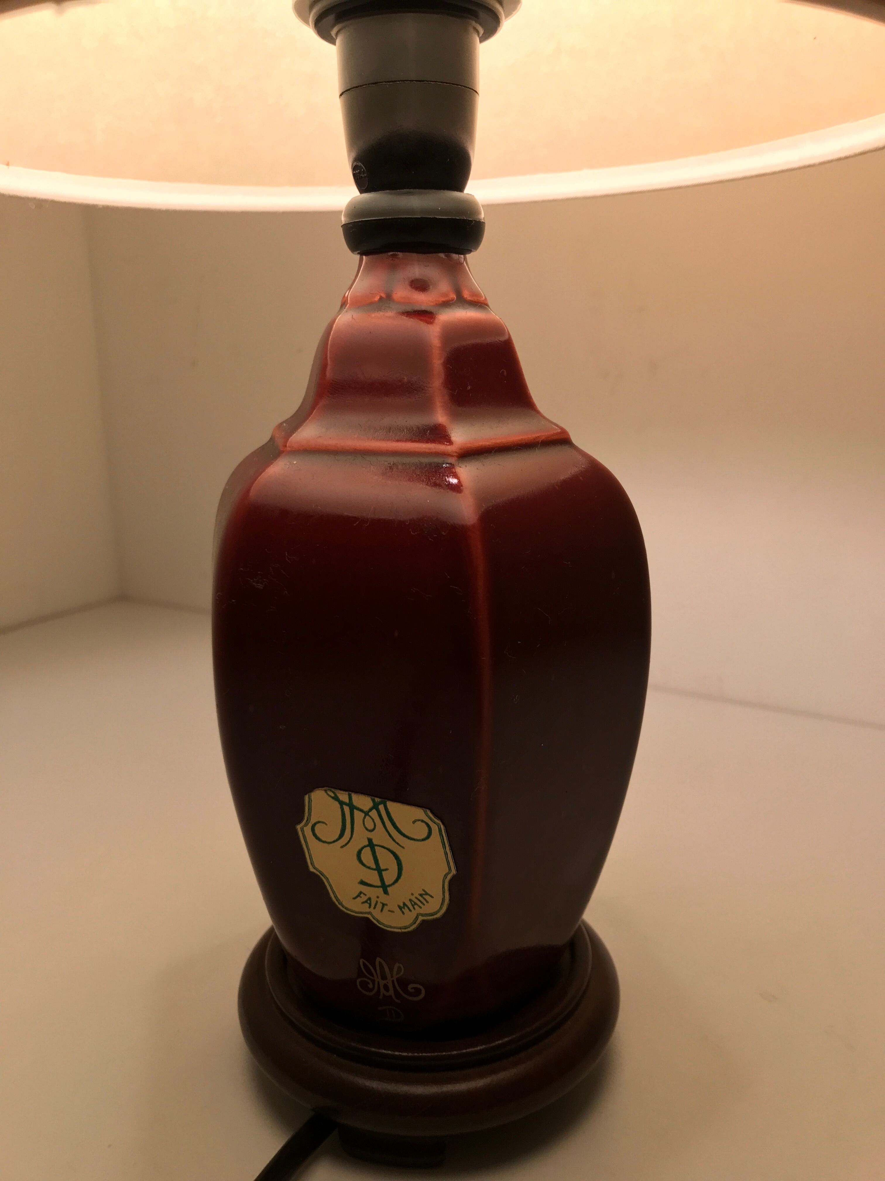 Old ceramic and wood bedside lamp