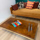 Elm burl coffee table and brass 70s Roche Bobois