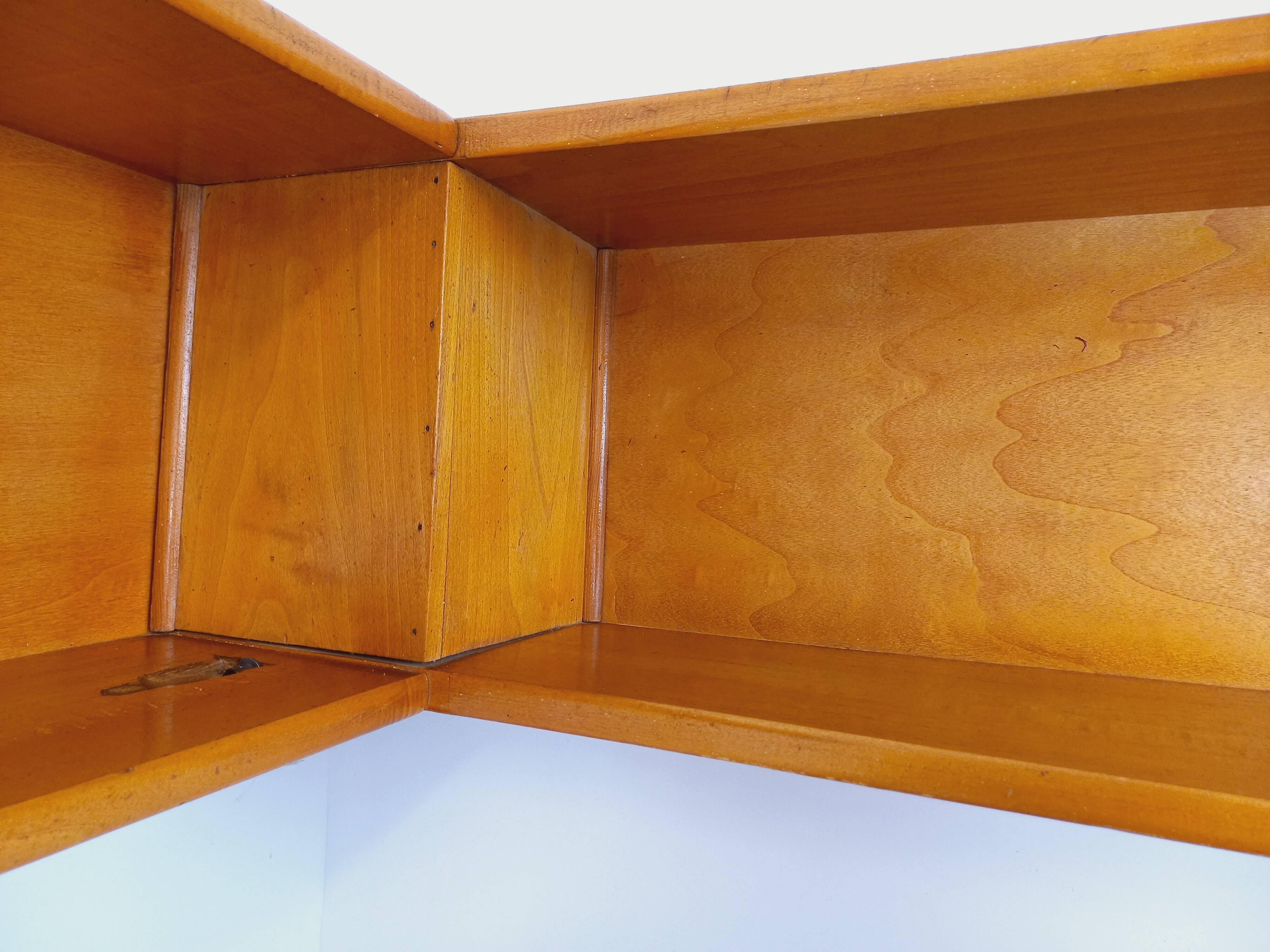 Vintage wooden corner wall shelf from the 60s 70s.