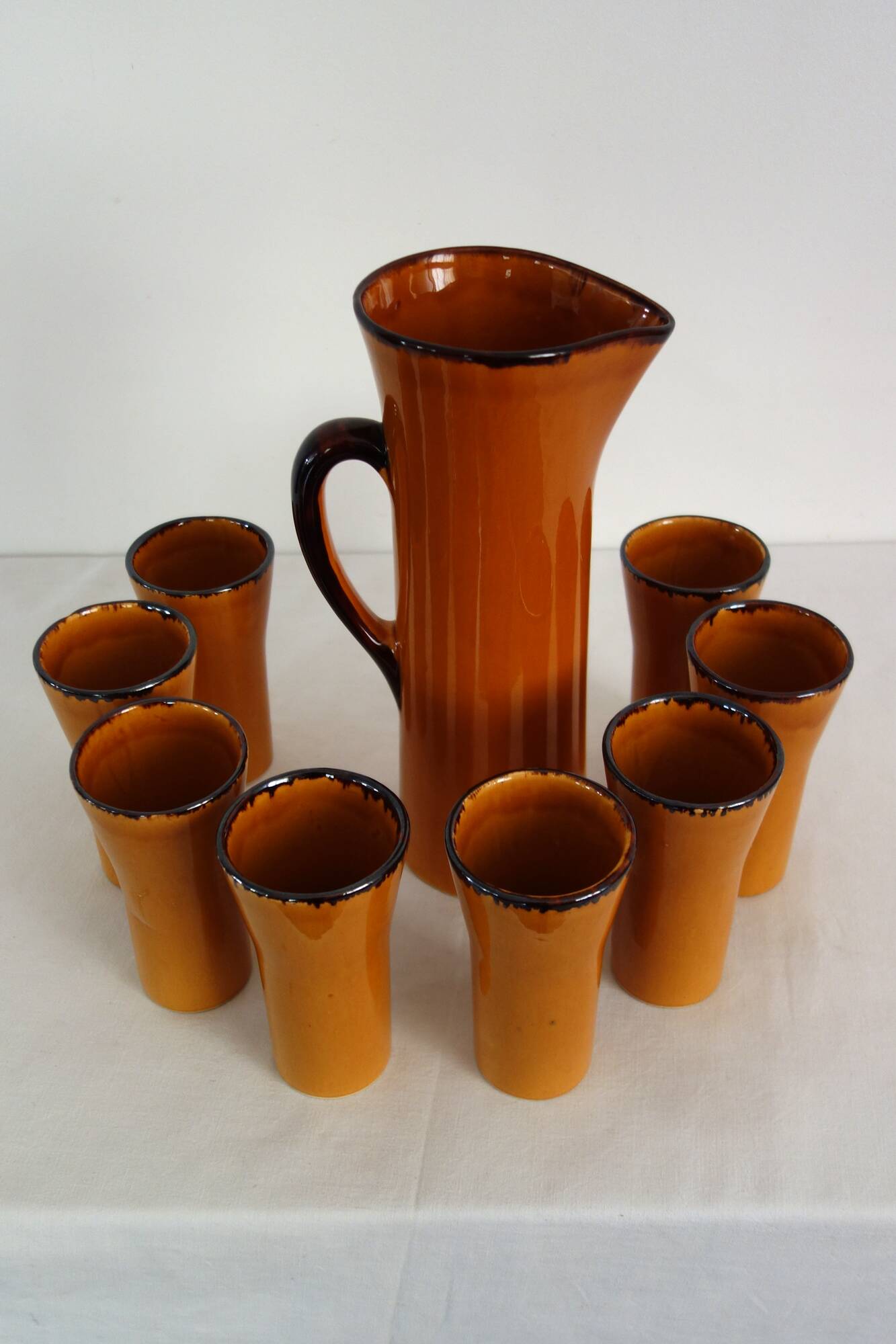 Vintage orangeade service signed Claude Paci, Vallauris, 1970s