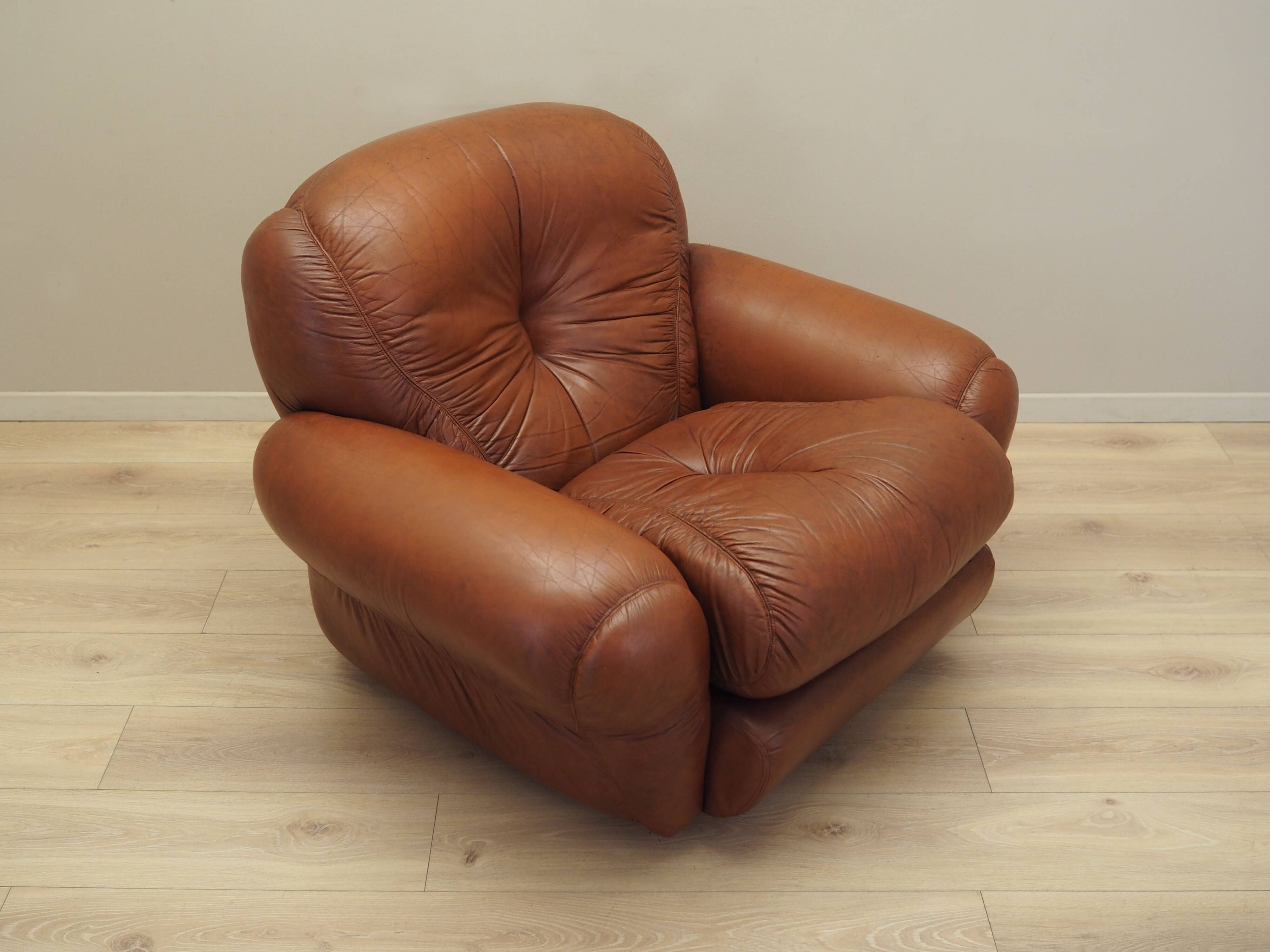 Brown armchair, Italian design, 1970s, production: Italy