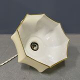 Suspension vintage en verre beige avec luminaire en laiton