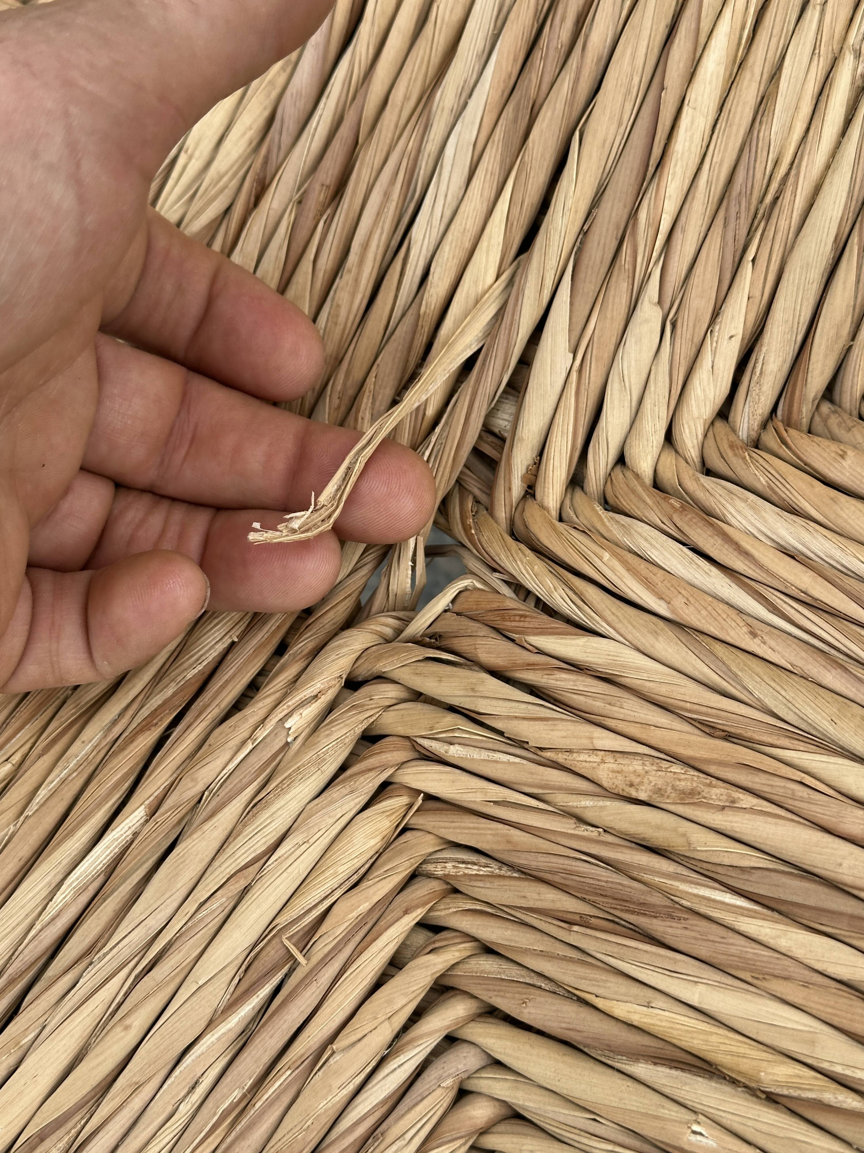 Low chair in oak and straw vintage design 60s