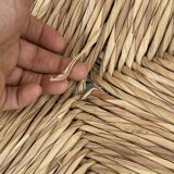 Low chair in oak and straw vintage design 60s