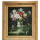 Painting / oil on canvas, Superb Bouquet of Flowers Medici Vase. Golden Frame