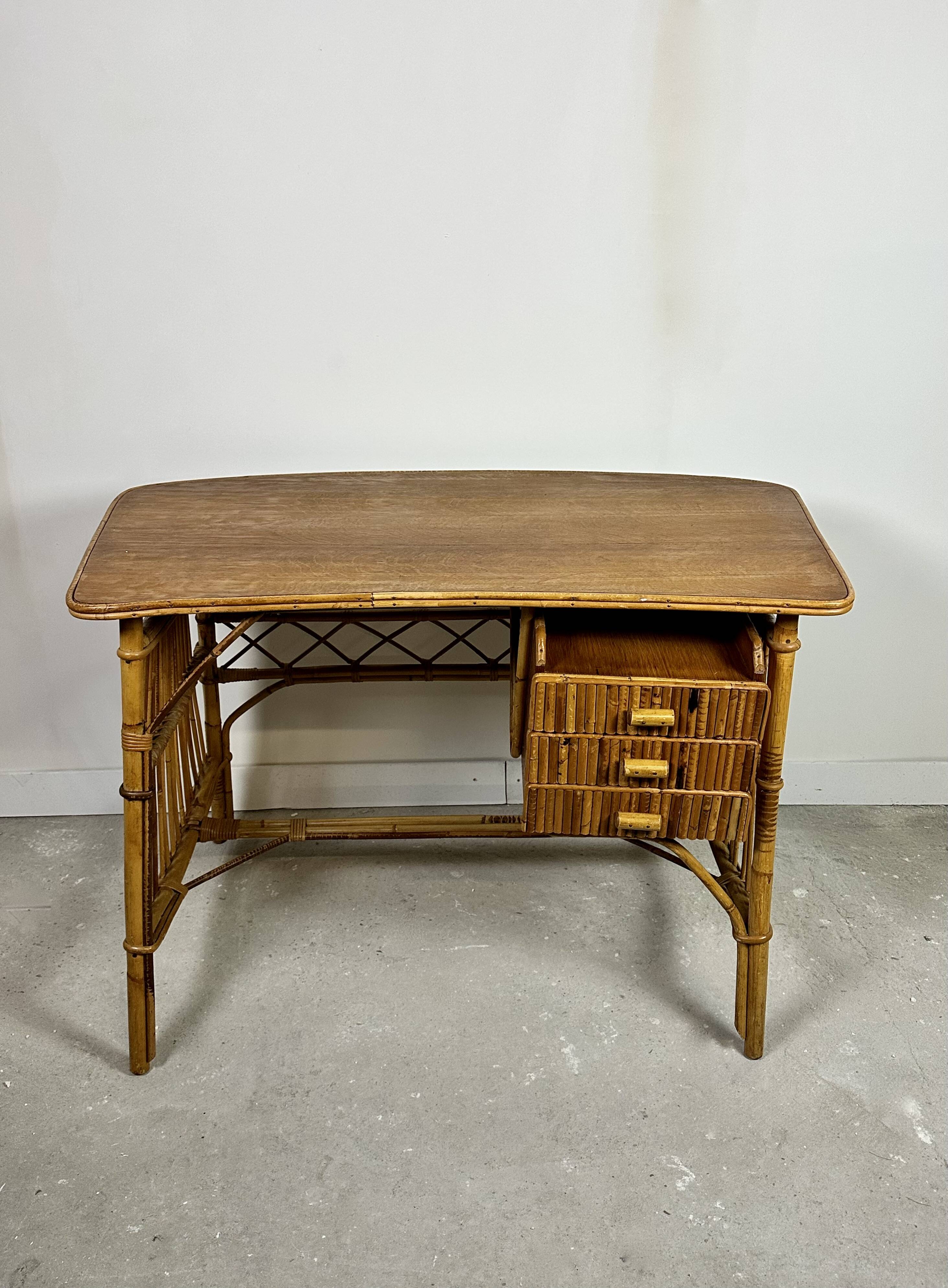 Vintage rattan desk 1960