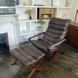 armchair & “flex” model ottoman by Ingmar Relling dark brown - 70s