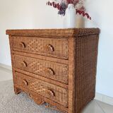 Vintage rattan chest of drawers