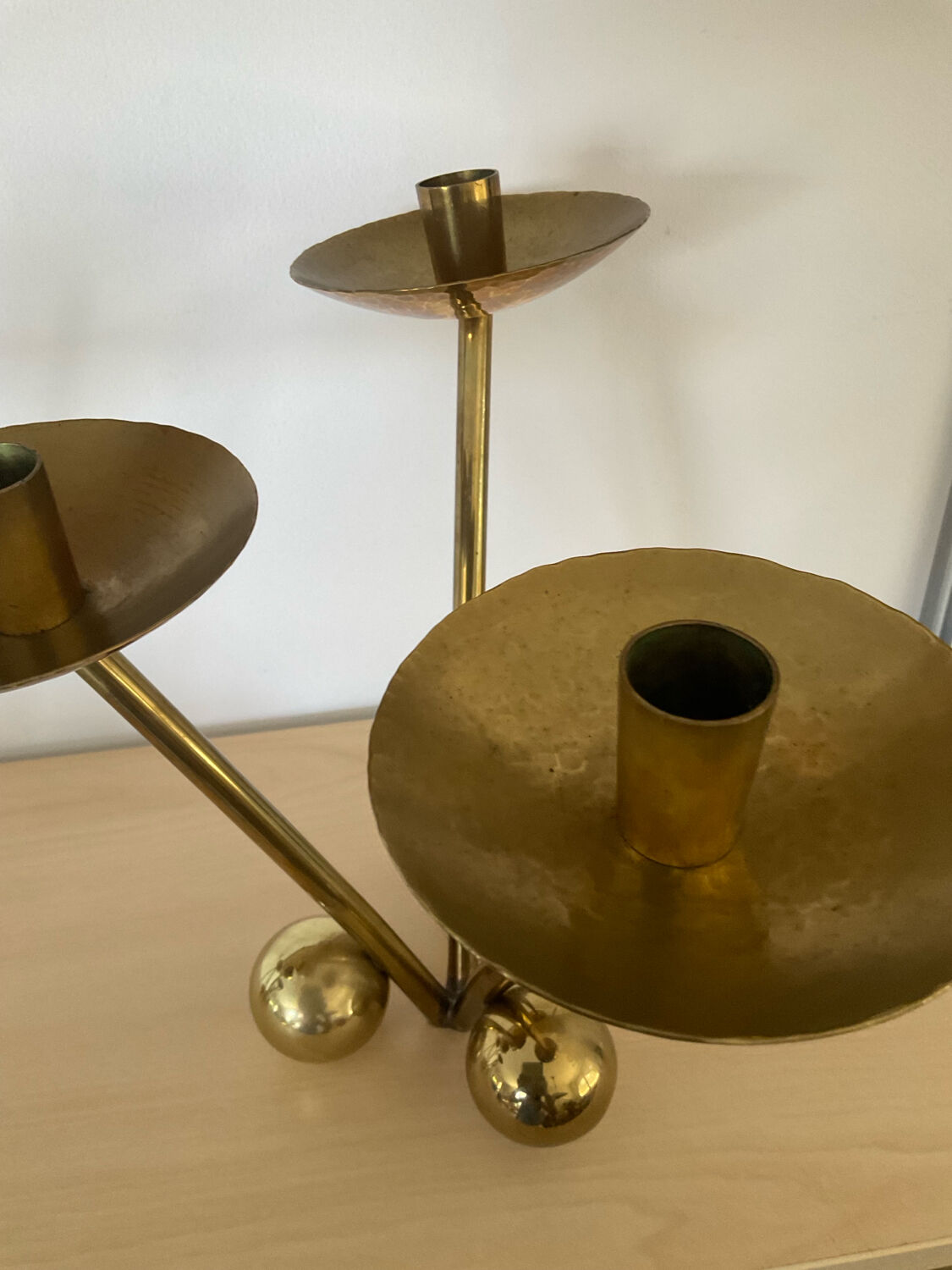 Pair of modernist bronze candlesticks