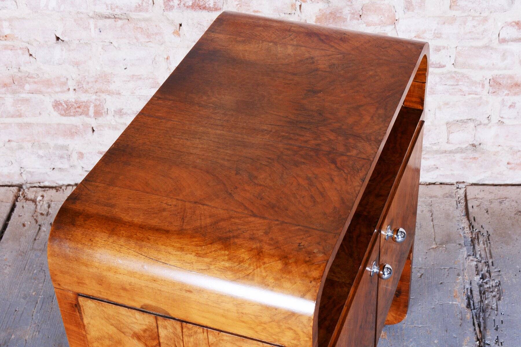 Art Deco Cabinet in Walnut & Veneer, Czech, 1920s