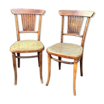 Pair of chairs bistro Thonet 533 curved wood 1914