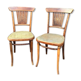 Paire de chaises bistrot Thonet 533 en bois courbé 1914