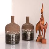 Scandinavian mid-century modern brutalist pottery vases by Hellström for Nittsjö, Sweden, set of 2