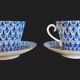 Pair of Russian imperial porcelain cups "Lomonosov" from St Petersburg