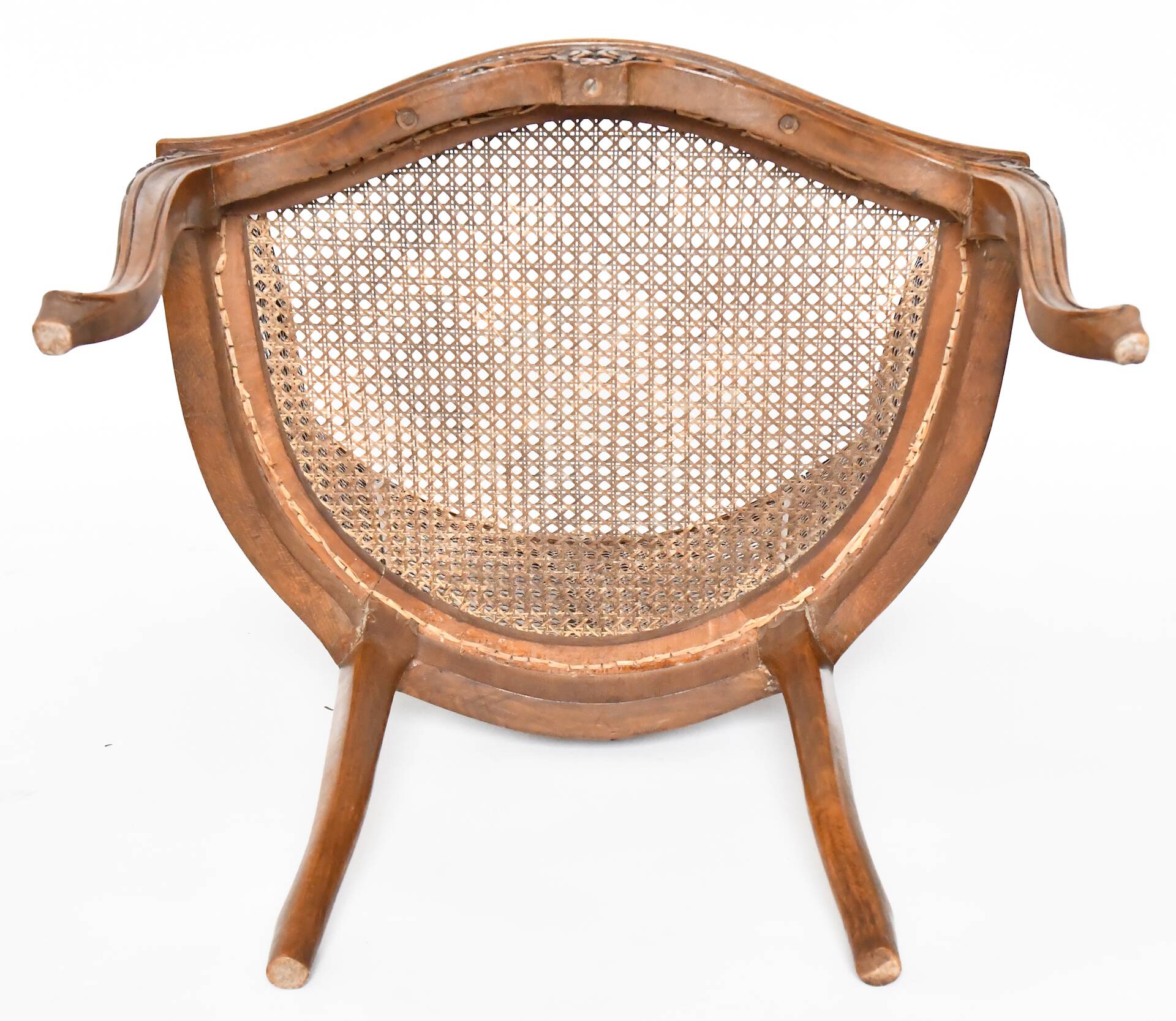 Louis XV style caned bergère armchair