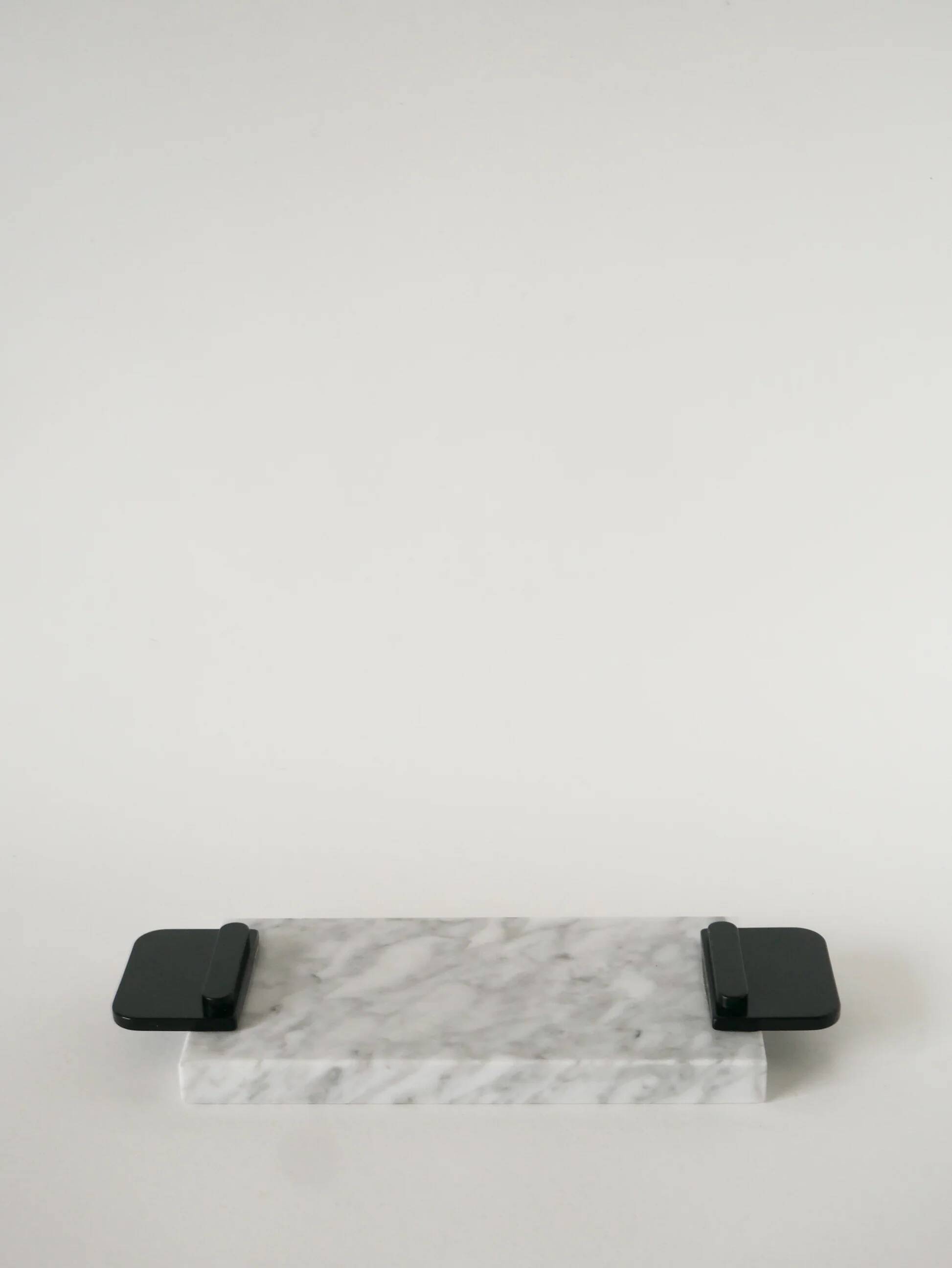 Small marble tray, grey and black, 1980.