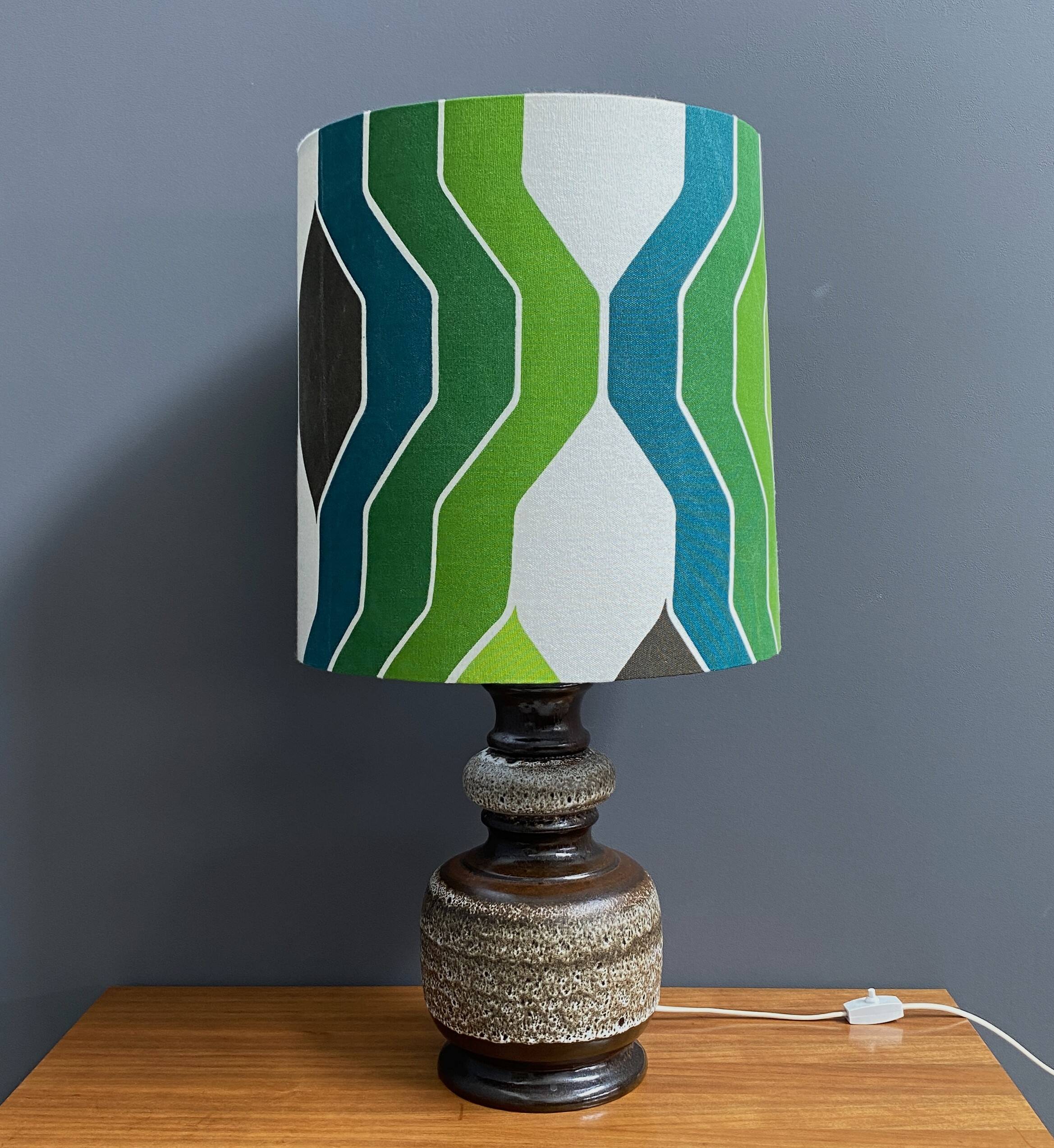 Ceramic table lamp green shade by  Hustadt-leuchten 1970s