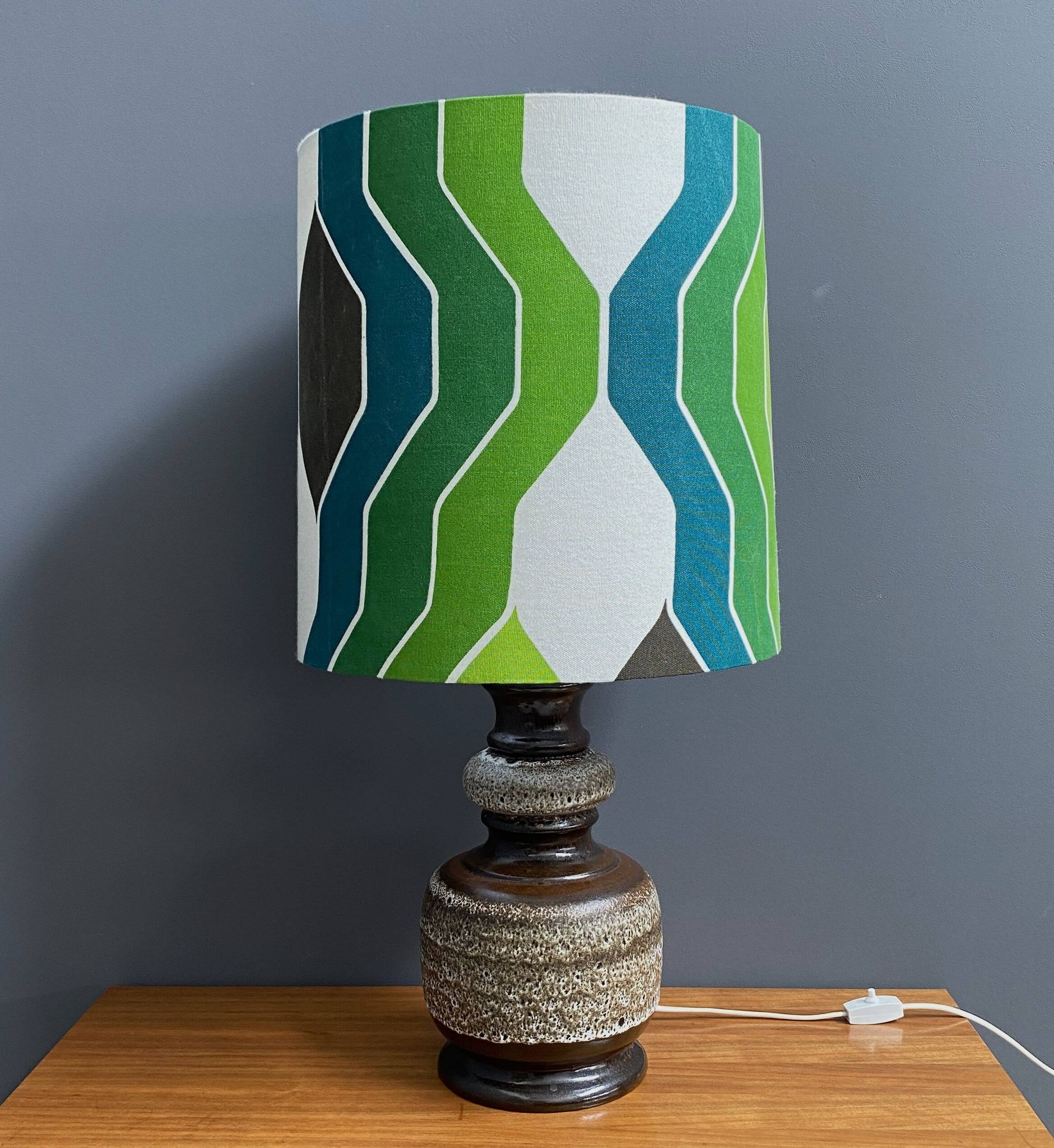 Ceramic table lamp green shade by  Hustadt-leuchten 1970s