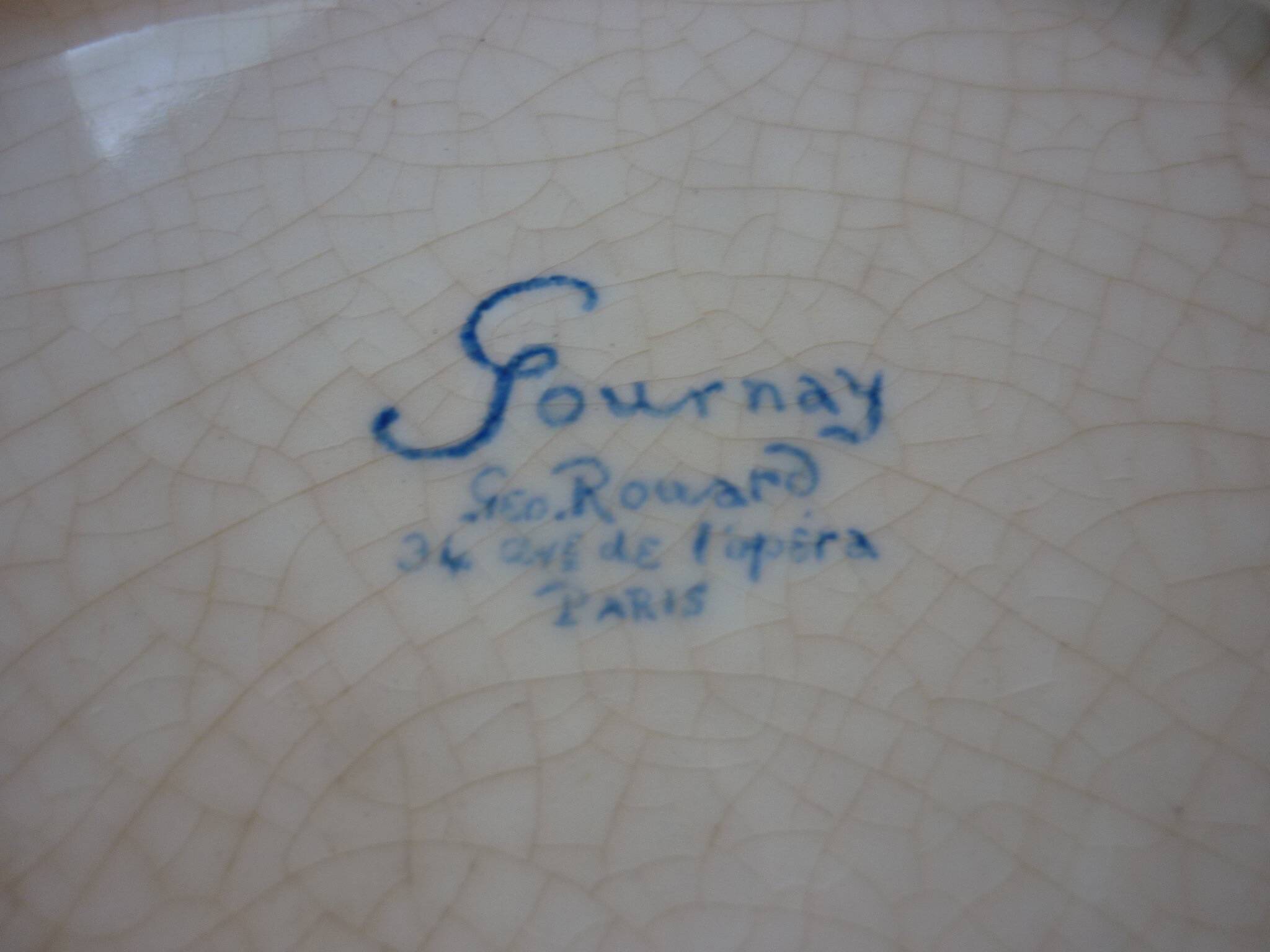 Round dish 32.5 cm Gournay signed M. Goupy for MAISON ROUARD