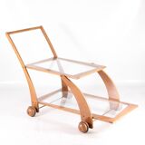 Wooden and glass serving trolley