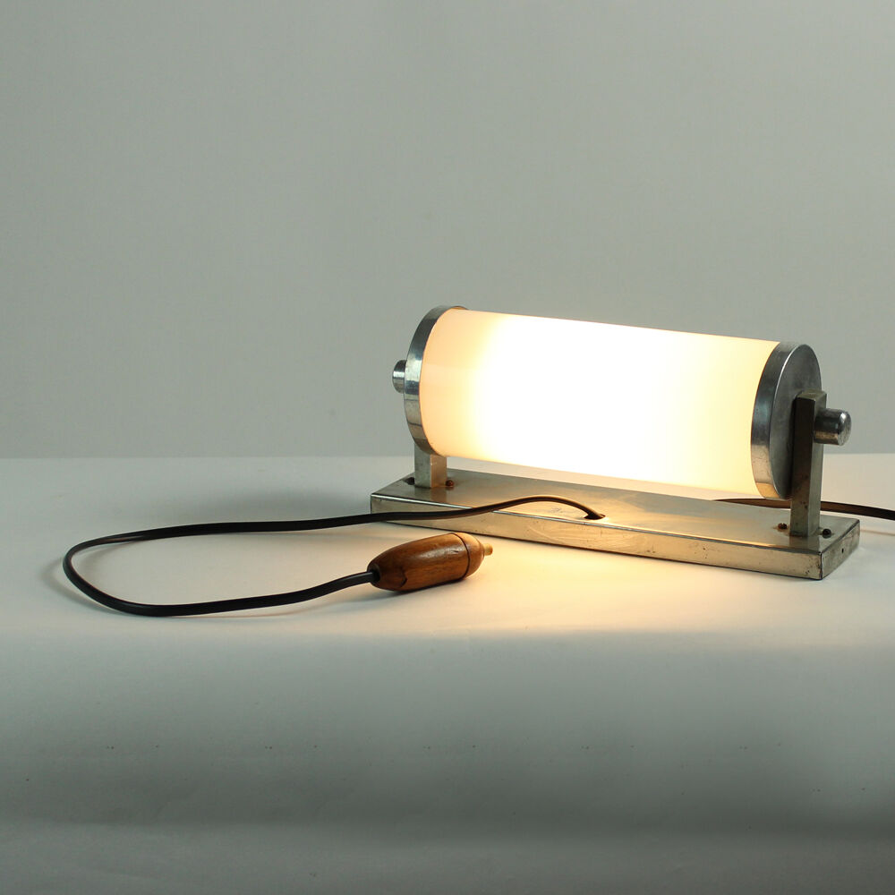 Vintage aluminium wall or table light with original switch, czechoslovakia 1920s