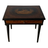 Coiffeuse ancienne style Napoléon III – Bois noirci et loupe de noyer