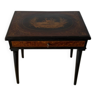 Antique Napoleon III style dressing table – Blackened wood and walnut burl