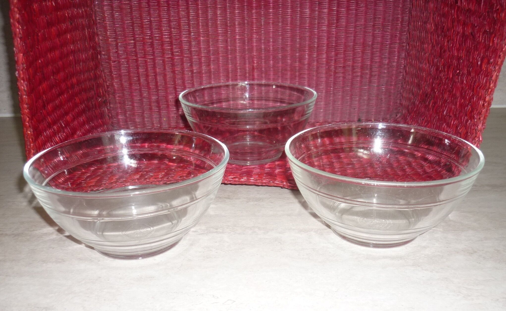 3 vintage Duralex bowls