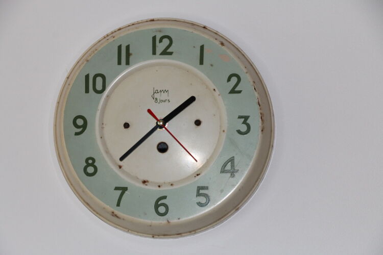 Horloge murale Japy ronde acier 1950