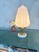 Lampe art déco avec globe en opaline rose pastel