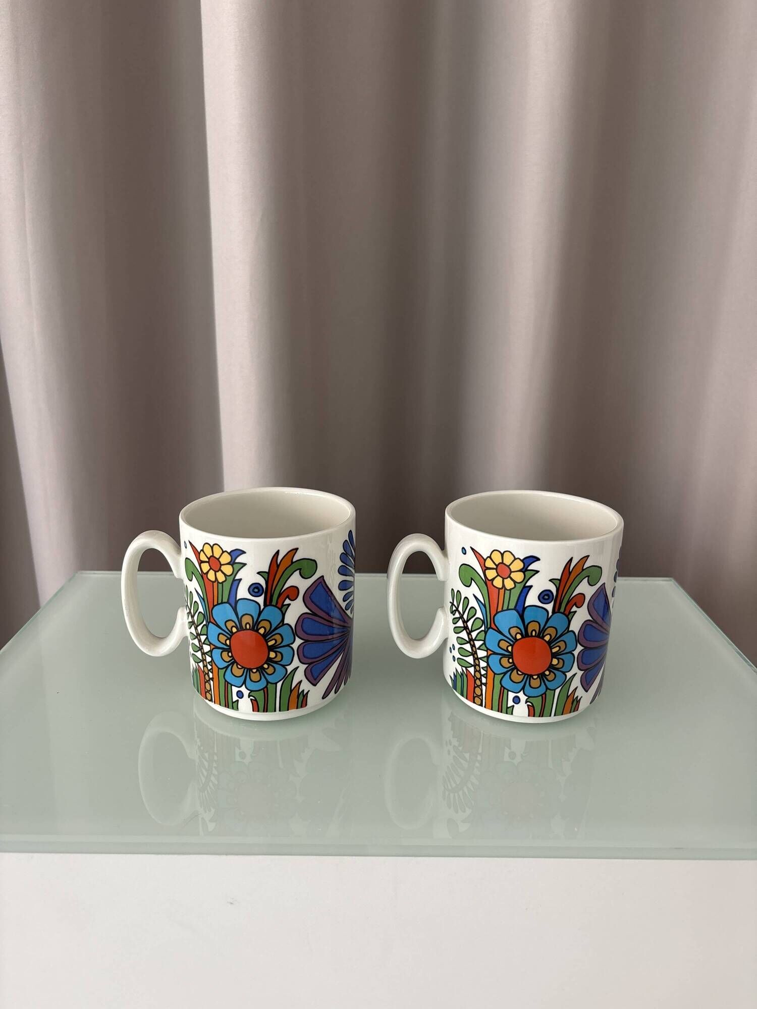 Pair of Villeroy & Boch Acapulco Mugs | 1970s Floral Design