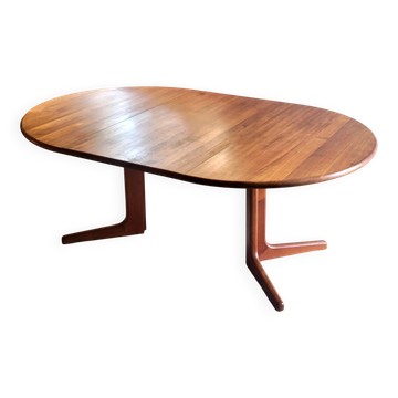 Solid teak Danish extendable dining table, 1960s