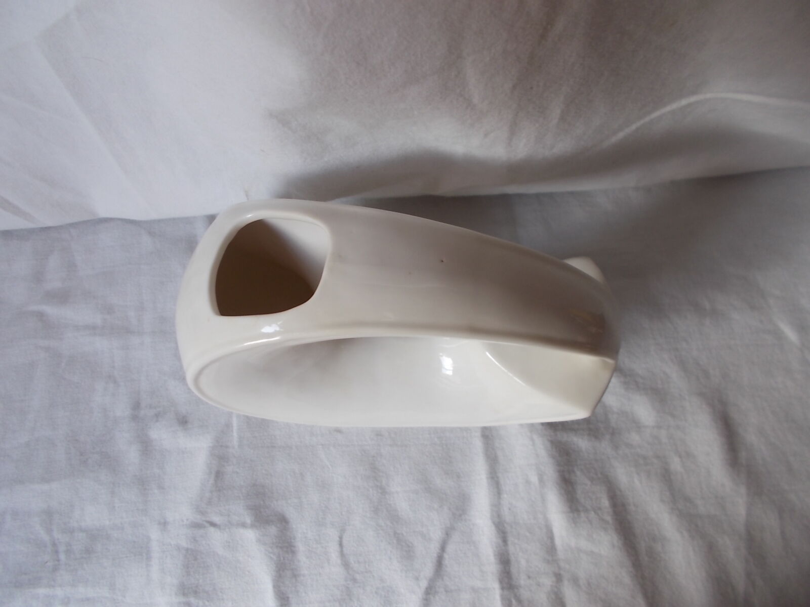 Vase in white earthenware olive shape