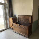 Large old 18th century solid wood chest / trunk / vintage flea market